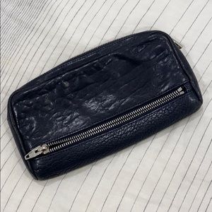 ALEXANDER WANG Zip leather wallet navy with silver